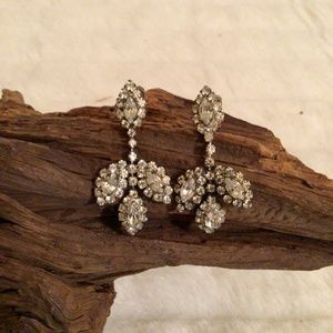 Vintage crystal silver clip on earrings